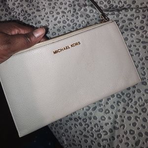 Cream mk wristlet